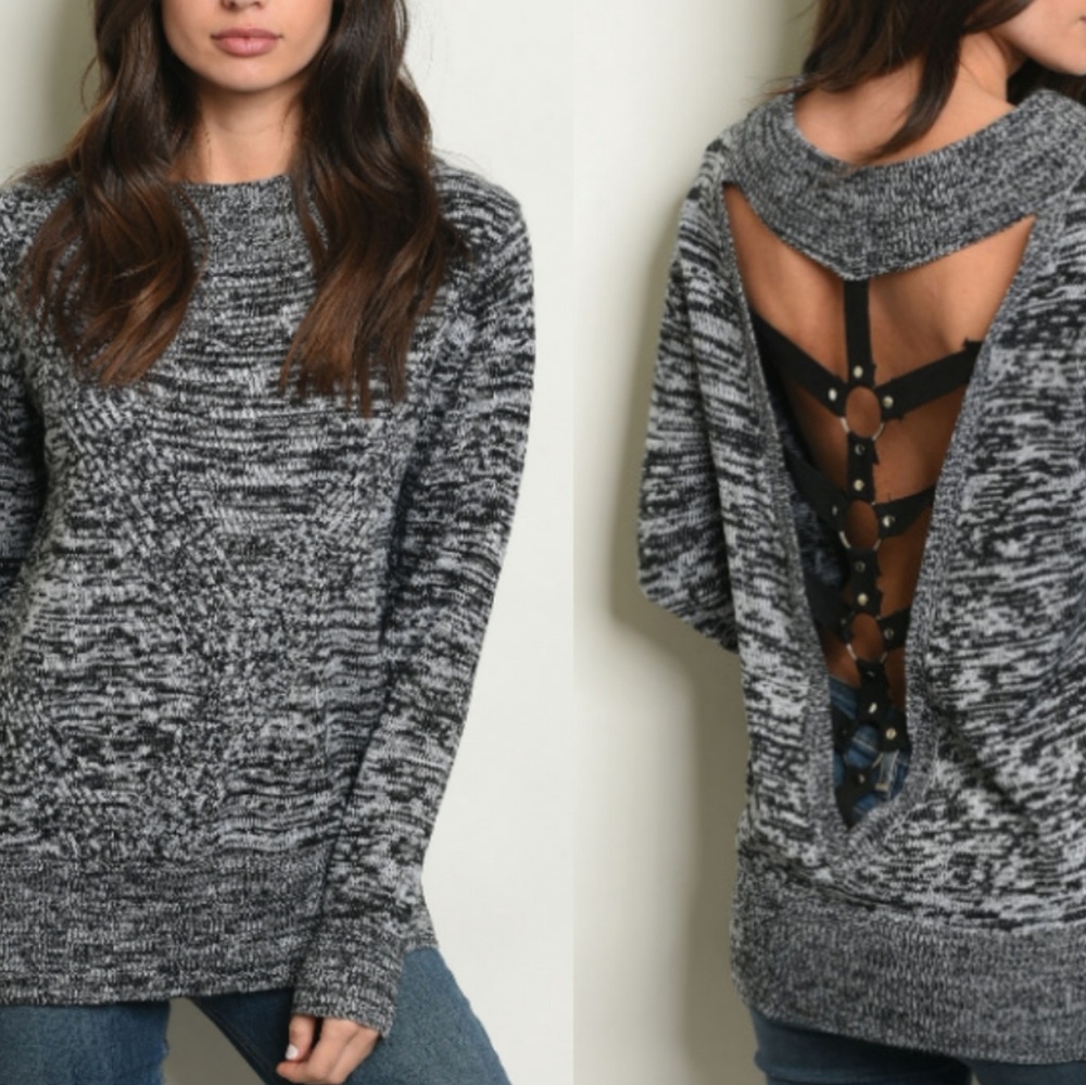 🆕Peppered Sweater w/Open Back Detail